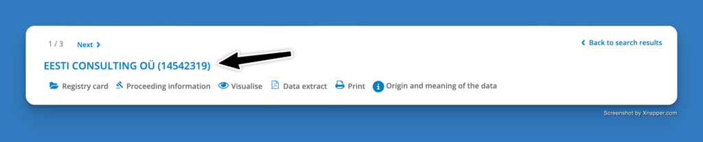 Registry Code in Estonia